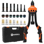 HARDELL Rivet Nut Tool, 14" Rivnut Tool with 100 Pcs Rivet Nuts and 7 Metric & Inch Mandrels M6 M8 M10, 1/4-20, 5/16-18, 3/8-16, 10-24 and Rugged Carrying Case