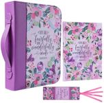 Faithful Hers Bible Cover Case for Women 3pcs Bible Bag Set with Notebook and Bookmark Woman PU Leather Book Carrying Case for Lady Bible Case Christian Gifts for Christmas Thanksgiving Day