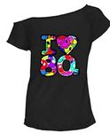 Ladies Short Sleeves I Love The 80s T Shirt Womens 1980s Retro Pop Star Tees Top (I Love 80s Multi Black UK 12-14)