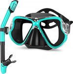 Snorkel Mask Set Snorkeling Gear for Adults Dry Snorkel 180 Degree Seaview Anti Fog Goggles with Mesh Bag, Scuba Diving Swimming Training Equipment Men Women