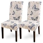 SearchI Dining Room Chair Covers Set of 2, Stretch Printed Parsons Chair Slipcover Spandex Removable Washable Kitchen Chair Protector Cover for Dining Room, Hotel, Ceremony (Butterfly Pattern)