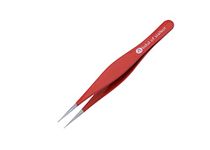 Abdul of Sialkot Pointed Tweezers ,Needle Nose Tip, Sharp Precision Ingrown Hair, Surgical Pointed for Blackheads & Splinters/Best Tweezers for Eyebrows (Red)