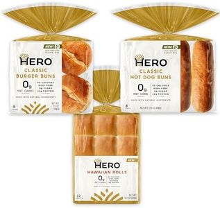 Hero Bread Party Sidekick Bundle — 0g Net Carb Hawaiian Rolls and 0g Net Carb, Hamburger Buns, & Hot Dog Buns | 0g Sugar, High Fiber, 100 Calories per serving | Net Low Carb & Keto-Friendly