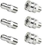 Ufixed Non Rust 3 Sets 3/8’’ Pressure Washer Quick Connect 3/8 Inch, Stainless Steel Pressure Parts Washer Fittings, Leak Proof Pressure Washer Adapter Set Hose Connect