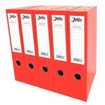 Foolscap Box Files Pack of 5 Folders for Paperwork A4 Document Organiser 75mm Spine File Box Folder Glossy Cover Metal Lockspring Clip & Improved Lid Clip Craft Storage Paper Organiser [Red Orange]