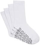 Bonds Men's Logo Light Crew Socks (4 Pack), White, 11+, Large