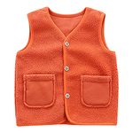 AMhomely UK Stock Autumn Winter Baby Boys Girls Fleece Warm Cardigan Vest Orange, 6-12 Months