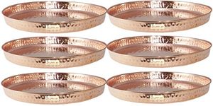 SHIV SHAKTI ARTS Handmade Pure Set of 6 Copper Thali Plate for Dinnerware Purpose Diameter=12 in