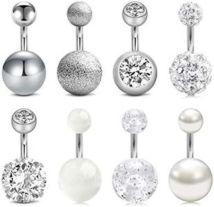 Longita 8 Piezas Barbell Curvado 6mm Corto Piercing Ombligo Anillo para Mujeres Niñas Vientres Anillo Crystal CZ Barra Piercing Joyería