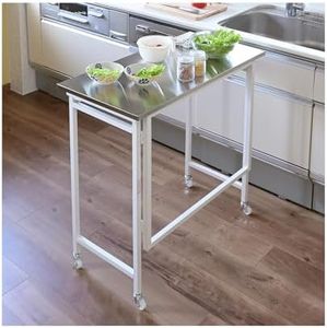 Yamazen RPSST-8040C(WH) Table, Kitchen Counter, Foldable, Easy Assembly (Stainless Steel Top Plate, Heat Resistant Temperature: 48°F (200°C), Width 31.5 x Depth 15.7 x Height 33.5 inches (80 x 40 x 85