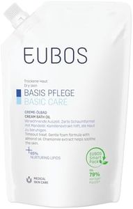 EUBOS CURA BASIS | Sacchetto di ricarica per bagni di crema | per pelle secca | Olio da bagno leggermente schiumoso per una pulizia coccolare | Compatibilità cutanea dermatologicamente confermata |