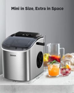 Silonn Countertop Ice Maker – 12kg Daily, Self-Cleaning, 2 Ice Sizes