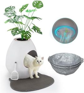 Eggloa6 Litter Box Plant Cat Litter Box Enclosure Extra Large Hidden Litter Box with 5PCS Litter Box Liners, Cat Litter Mat, Smart Odor Removal System for Cat Kitty Rabbit Mini Dutch Pig