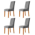 DASORY Velvet Chair Covers for Dining Room, Soft Stretch Seat Slipcover, Washable Removable Parsons Chair Protector, Set of 4,Dark Gray