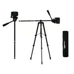 Amazon Basics 2-in-1 Lightweight Aluminium Tripod with Monopod | Multipurpose 3-Way Head | Extendable Height (52-160 cm) | Monopod Height (45-104 cm) | Includes Carry Bag | for DSLR Cameras & GoPro