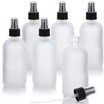 8 oz Frosted Clear Glass Boston Round Bottle with Black Fine Mist Spray (6)