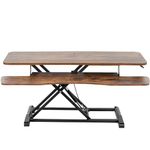 VIVO 107 cm Desk Converter, K Series, Height Adjustable Sit to Stand Riser, Dual Monitor and Laptop Workstation with Wide Keyboard Tray, Rustic Vintage Brown Top, Black Frame, DESK-V042KN