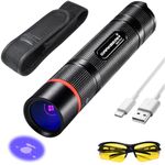 DARKBEAM UV Torch Filtered 365nm Black Light Wood's lamp, USB Rechargeable Blacklight, LED Ultraviolet Flashlight, Powerful Mini Portable Detector for Pet Urine, Leak Detection, Resin Curing