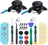 2-Pack Joycon Joystick Replacement Analog Thumb Sticks for Nintendo Switch, Joystick Replacement Parts Repair Kit for Joycon & Switch Lite, Include Metal Buckles, Screwdrivers, Thumb Grips Caps, Pry Tools, Tweezers