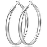 Senteria S925 Sterling Silver Hoop Earrings Hypoallergenic Silver Hoop Earrings for Women Thick Large Silver Hoop Earrings for Women 60MM