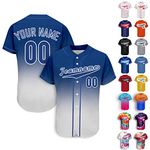 SIMIEEK Custom Baseball Jersey Personalised for Men Women Youth Baseball Uniform T-Shirt Customised with Name Number Logo Short Sleeve Button Closure Size S - 4XL