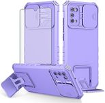 Asuwish Phone Case for Samsung Galaxy A02s with Tempered Glass Screen Protector and Slide Camera Cover Kickstand Stand Slim Protective Mobile Cell Accessories A 02s Ao2s M02s SM-A025V Women Men Purple