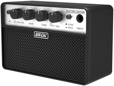 EROK Mini Electric Guitar Amp, Portable Amplifier with Clean/Drive Dual Channels, 3.5mm Headphone/AUX Input, Compact Design for Indoor Practice & Small Gigs