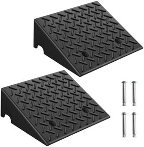KROAK Rubber Curb Ramps 6 Inch 2 Pack, Heavy-Duty 8818LBS/4 Ton Capacity, Extra-Wide 18.8" W x 6" H, Non-Slip Driveway Ramps for Wheelchairs, Pets, Cars, Motorcycles, Lawn Mowers & Trailers