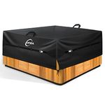 Kipiea Waterproof Square Hot Tub Cover Protector, Heavy Duty Polyester SPA Cover UV Protection Cover for Hot Tub (90" L x 90" W x 20" H)