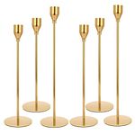 NLBTW French Gold Taper Candle Holders Set of 6, Premium Metal Candlestick Holders for Table or Mantel Decor Centerpiece, Candle Stick Holder Decor for Wedding, Dinning, Party or Anniversary