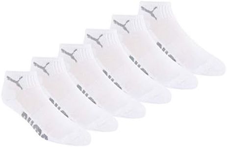 PUMA womens 6 Pack Quarter Crew women s socks, White/Grey, 9 11 US