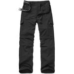 Jessie Kidden Hiking Walking Trousers Men,Quick Dry Convertible Lightweight Breathable Waterproof Outdoor Fishing Work Zip Off Cargo Pants #6088 Black-34