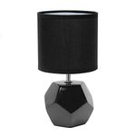 Simple Designs LT2065-BLK Round Prism Mini Table Lamp with Matching Fabric Shade