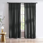Pompom Charcoal-Grey Velvet Curtains for Bedroom Windows 84" Long Decorative Room Darkening Curtains for Living Room Dark Grey 42" w x 2Panels