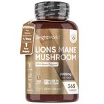 Lions Mane Supplement 2000mg with Black Pepper - 365 Vegan Tablets with 50% Polyphenols - Lions Mane Mushroom Extract (Not Lions Mane Powder) - Mind Vitality & Overall Well-Being - Made in The UK