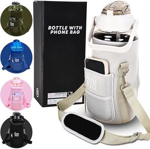 THE GYM KEG 74oz Large Water Bottle with Carrier - Water Bottles with Strap for Gym, Workout or Sports - Daily Water Jug for Men and Women - Neoprene Sleeve - Cream - 11.6x5.3 inch