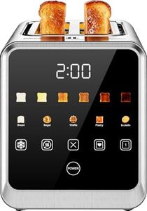 Touch Screen Toaster 2 Slice, Stainless Steel Smart Digital Toasters with Single Slot Toasting, Memory Function, 5 Bread Types & 6 Shade Settings,1.5" Wide Slot, 900W