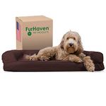 Furhaven Pet Dog Bed | Cooling Gel Memory Foam Quilted Traditional Sofa-Style Living Room Couch Pet Bed w/Removable Cover for Dogs & Cats, Coffee, Large