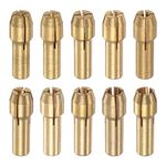 sourcing map 10pcs Brass Collet 0.5-3.2mm Brass Drill Chucks Mini Electric Grinder Quick Change Drill Chuck Bit Sets for Rotary Tools, 4.3mm Shank Diameter