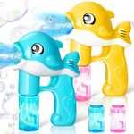 JOYIN 2 Bubble Guns Kit for Kids, EASTER Whale Automatic Bubble Maker Blower Machine with 4 Bubble Solutions, Bubble Blaster Party Favors, Summer Toy, Birthday, Outdoor & Indoor Activity (Blue Yellow)