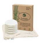 Lorandos Reusable Makeup Remover Pads (Pack 20 with Washable Laundry Bag) Organic Bamboo Cotton Rounds Pad with Gift Storage Box Eco-Friendly Cleansing Face Beauty Pads for All Skin Types