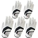 FINGER TEN Golf Gloves Men Right Hand Cabretta Leather Multipack All Weather Soft Value 5 Pcs, Golf Gloves Mens for Left Handed Golfer Rain Grip Comfortable (M/L, Right)