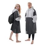 Owntop Swim Parka Men, Waterproof After Swim Coat, Oversized Hooded Surf Poncho Changing Robe for Beach Pool (Gray, M)