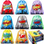 24 Pieces Hero Party Drawstring Bags, Colorful Hero Party Favor Gift Treat Bags Christmas Birthday Supplies for Wedding Classroom Party Baby Shower Candy Goodie Rewards Prize Bags 7.1 x 5.1 inches