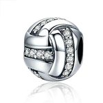 Junyi Jewelry Volleyball Charm 925 Sterling Silver Sport Charm Ball Charm Basketball Charm USA Football Charm for Pandora Charm Bracelet