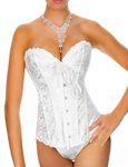 Yummy Bee Corsets for Women Bridal White Corset Lingerie Set Plus Size Women's Bustiers & Corsets Basque UK (Ivory White, 12)