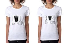 ALLNTRENDS Set of 2 Women's T Shirt Tall Short Best Friend Matching BFF (Womens XL Womens XL, White)