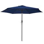 Green Bay 2.5M Round Garden Parasol Umbrella Patio Outdoor Sun Shade Aluminium Crank Tilt Mechanism Blue