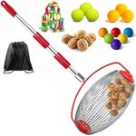 Nut Collector Tool Pecan Gatherer Rolling Nut Harvester Ball Picks Up Nuts Garden Walnut Gatherer Pecan Harvester Fruit Picker with Stainless Steel Telescopic Handle for Pecans Crab Chestnut (Oval)