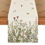 Artoid Mode Antique Herbs and Wild Flowers Spring Table Runner, Seasonal Kitchen Dining Table Decoration for Home Party Decor 40x140 cm